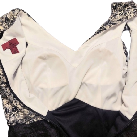 JS Collections Women's Formal Black Cream Floral Design Sleeveless Dress Size S - Picture 9 of 14